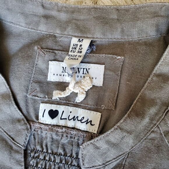 Malvin Hamburg I Love Linen Dress Button Down Size Medium Coastal  Casual - Picture 6 of 13